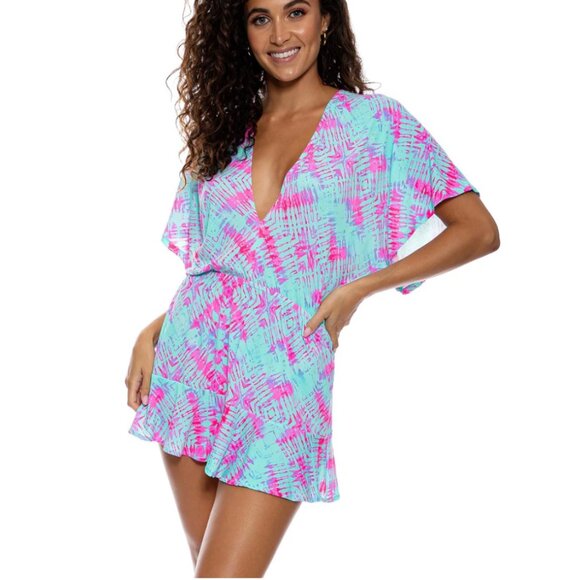 Luli Fama Miami  - SHOCK WAVES - Playera V Neck Ruffle Dress Medium - Picture 4 of 15